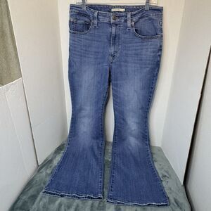 Levi's 726 Flare High Rise Women's Jeans Size 33 Blue Denim Comfort Stretch Boho